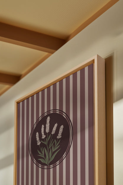 OLEKA CANVAS - LAVENDER STRIPES, Oeuvre sur toile étirée, encadré Naturel Clair