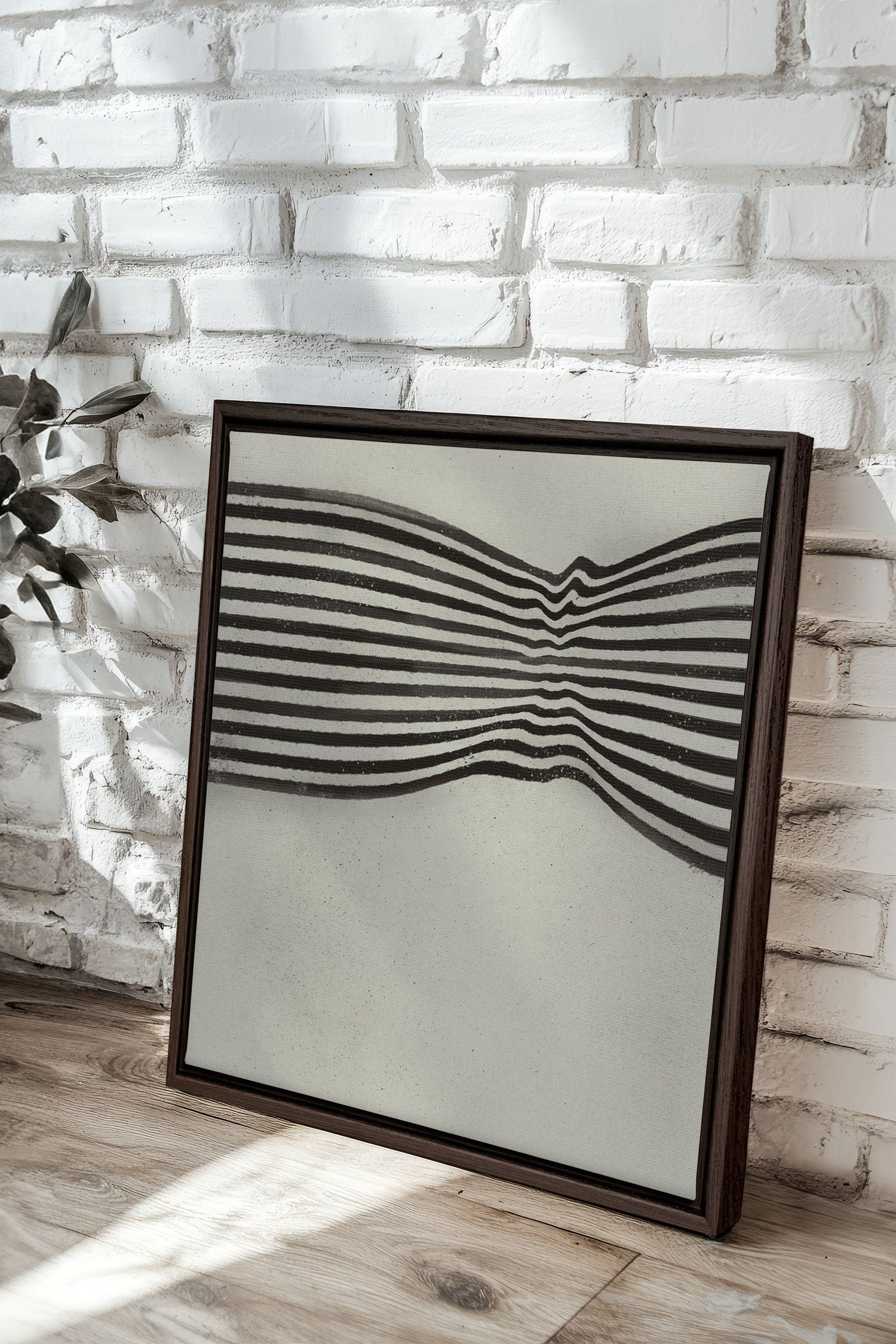 OLEKA CANVAS - INFINITE STRIPES, Oeuvre sur toile étirée, encadré Brun Noyer