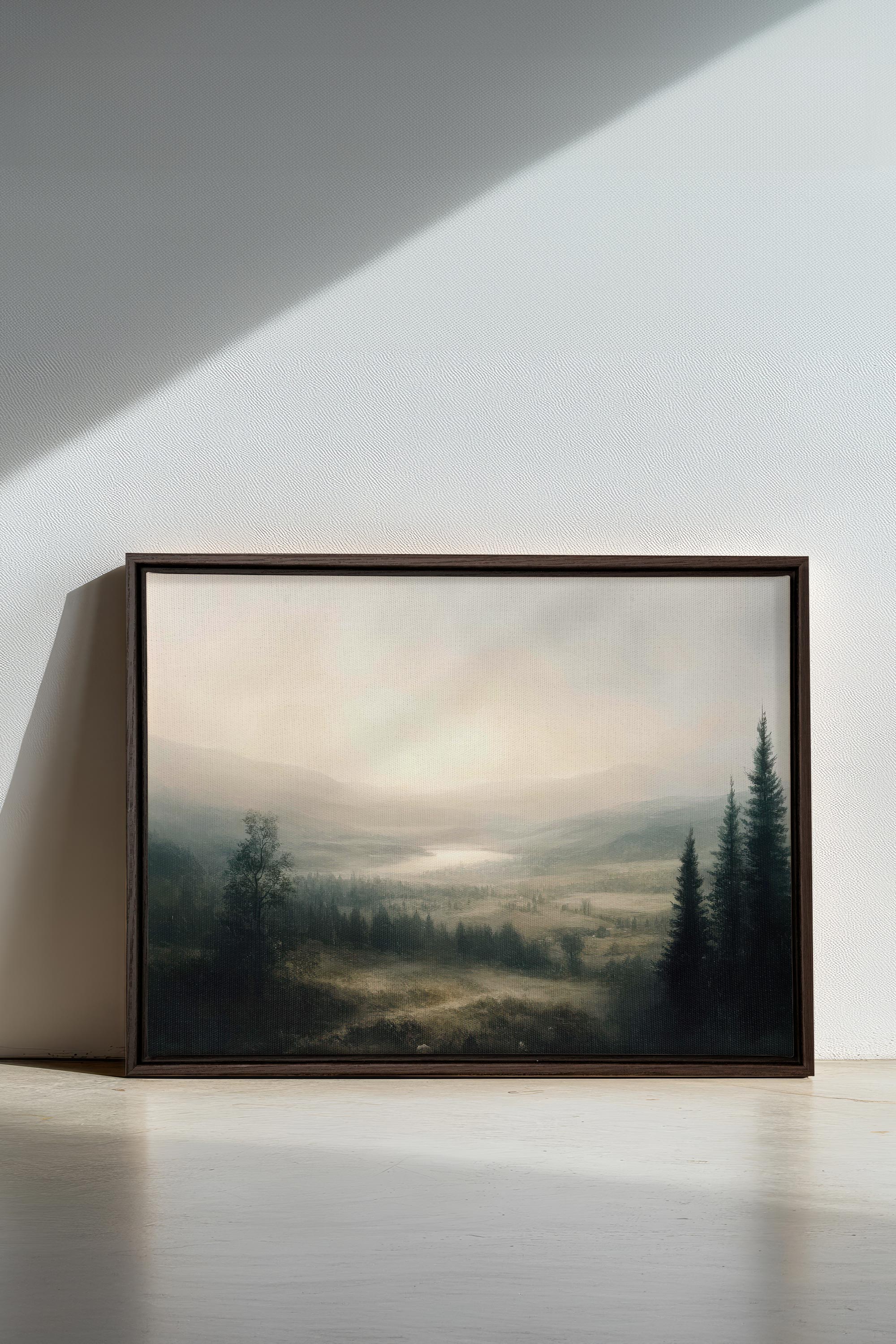 OLEKA CANVAS - GLOW OF SILENCE, Oeuvre sur toile étirée, encadré Brun Noyer