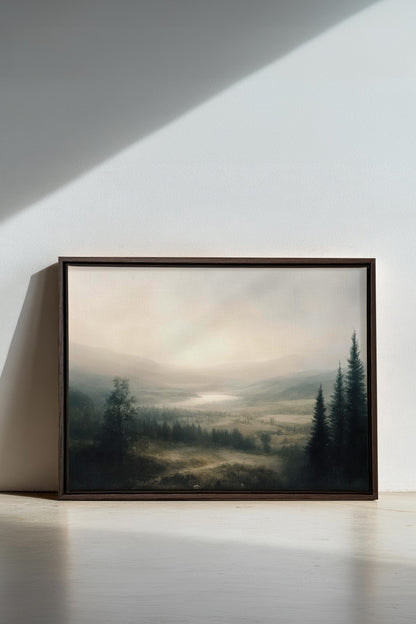 OLEKA CANVAS - GLOW OF SILENCE, Oeuvre sur toile étirée, encadré Brun Noyer