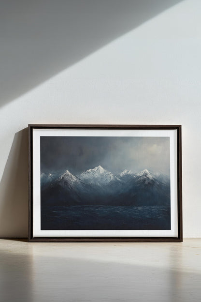 OLEKA CANVAS - BEYOND THE RIDGE, Oeuvre sur toile étirée, encadré Brun Noyer