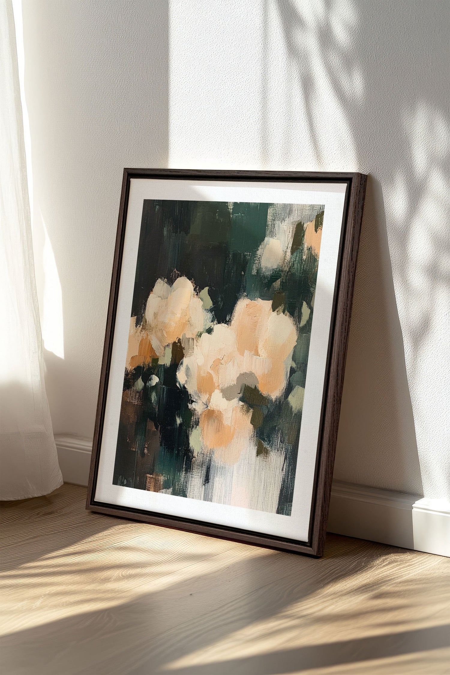 OLEKA CANVAS - RÊVES PASTELS, Oeuvre sur toile étirée, encadré Brun Noyer