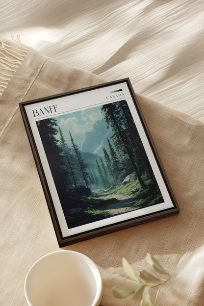 OLEKA CANVAS - BANFF, Oeuvre sur toile étirée, encadré Brun Noyer