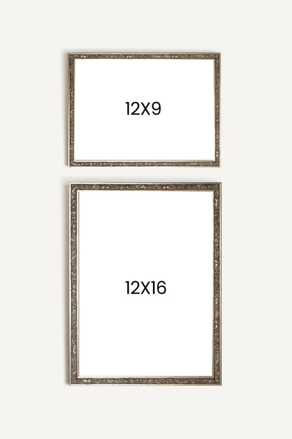 Flore du large Set, 2 works on rigid canvas, framed in silver