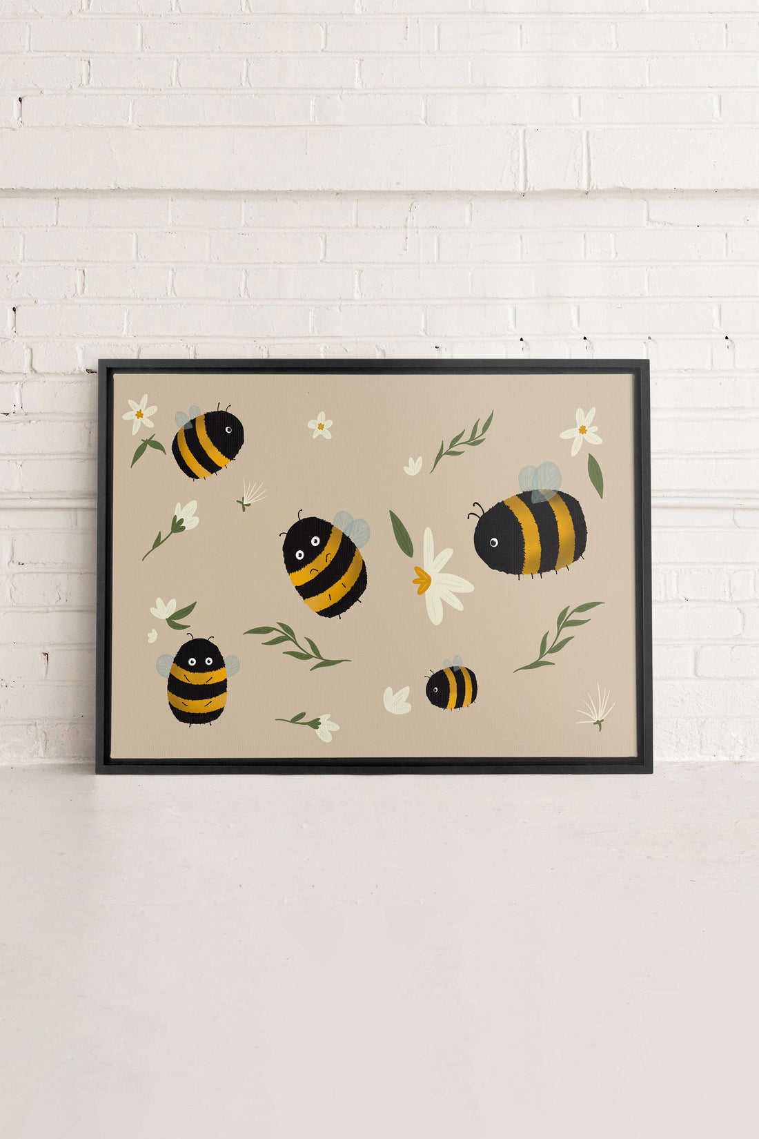 OLEKA CANVAS - ABEILLES, Oeuvre sur toile étirée, encadré Noir