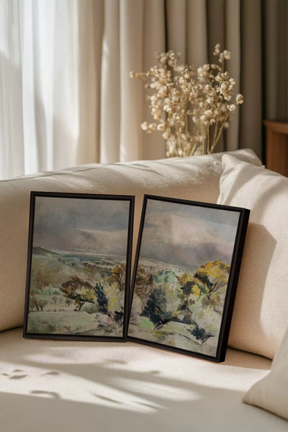 Drifting Light Duo, 2 Oeuvres sur toile étirée, encadré Noir