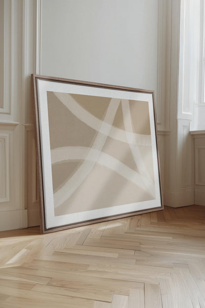 OLEKA CANVAS - DOUCEUR DE LIN, Oeuvre sur toile étirée, encadré Brun Chêne