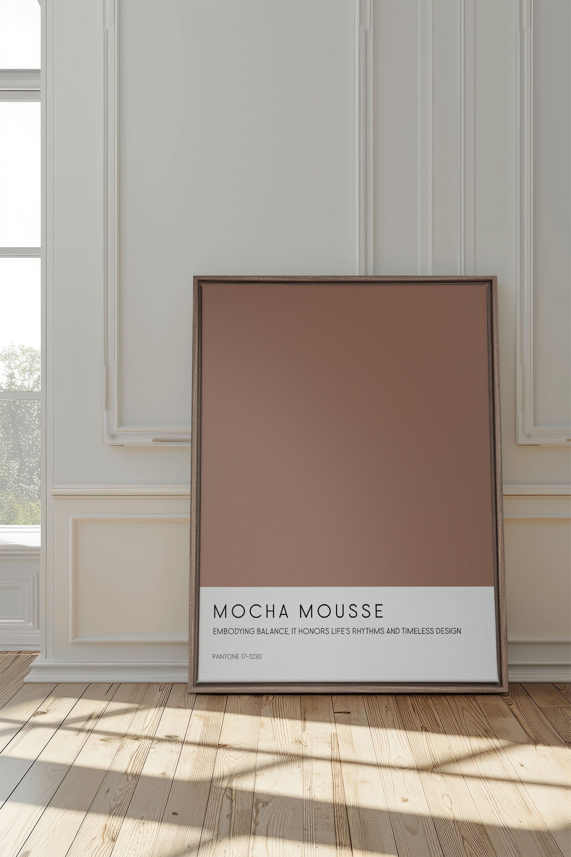 OLEKA CANVAS - MOCHA MOUSSE, Oeuvre sur toile étirée, encadré Brun Chêne