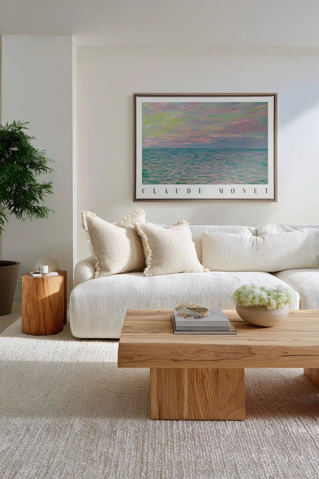 PASTEL WATERS, Oeuvre sur toile étirée, encadré Brun Chêne