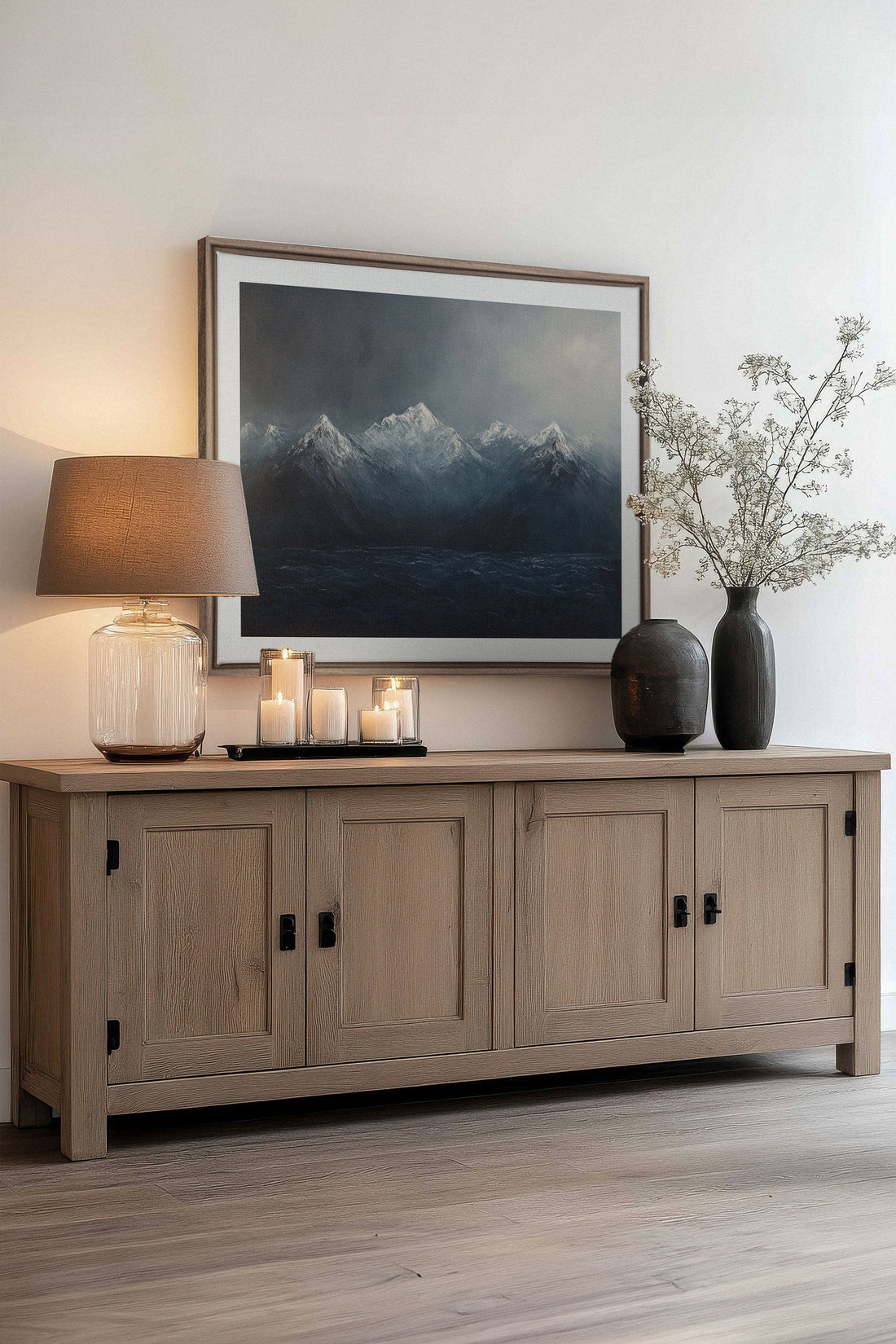 OLEKA CANVAS - BEYOND THE RIDGE, Oeuvre sur toile étirée, encadré Brun Chêne