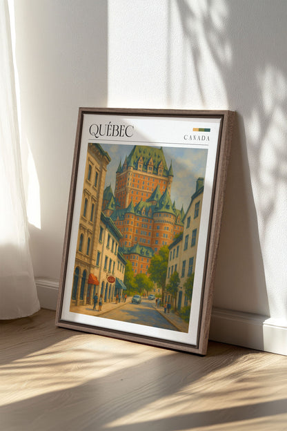 OLEKA CANVAS - QUÉBEC I, Oeuvre sur toile étirée, encadré Brun Chêne