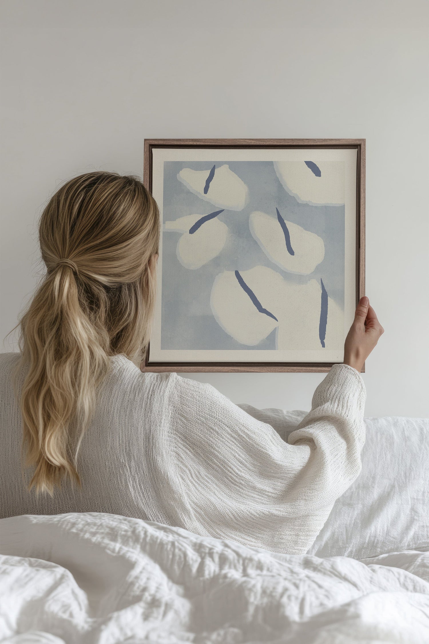 OLEKA CANVAS - COTON MARINE, Oeuvre sur toile étirée, encadré Brun Chêne