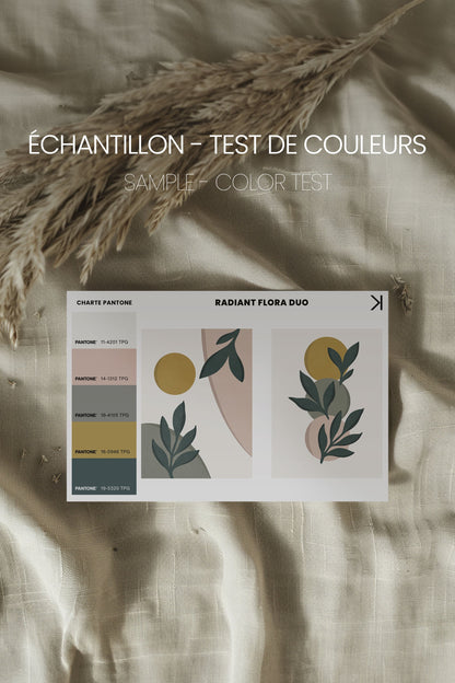 OLEKA CANVAS - RADIANT FLORA DUO, 2 Oeuvres sur toile étirée, encadré Brun Chêne