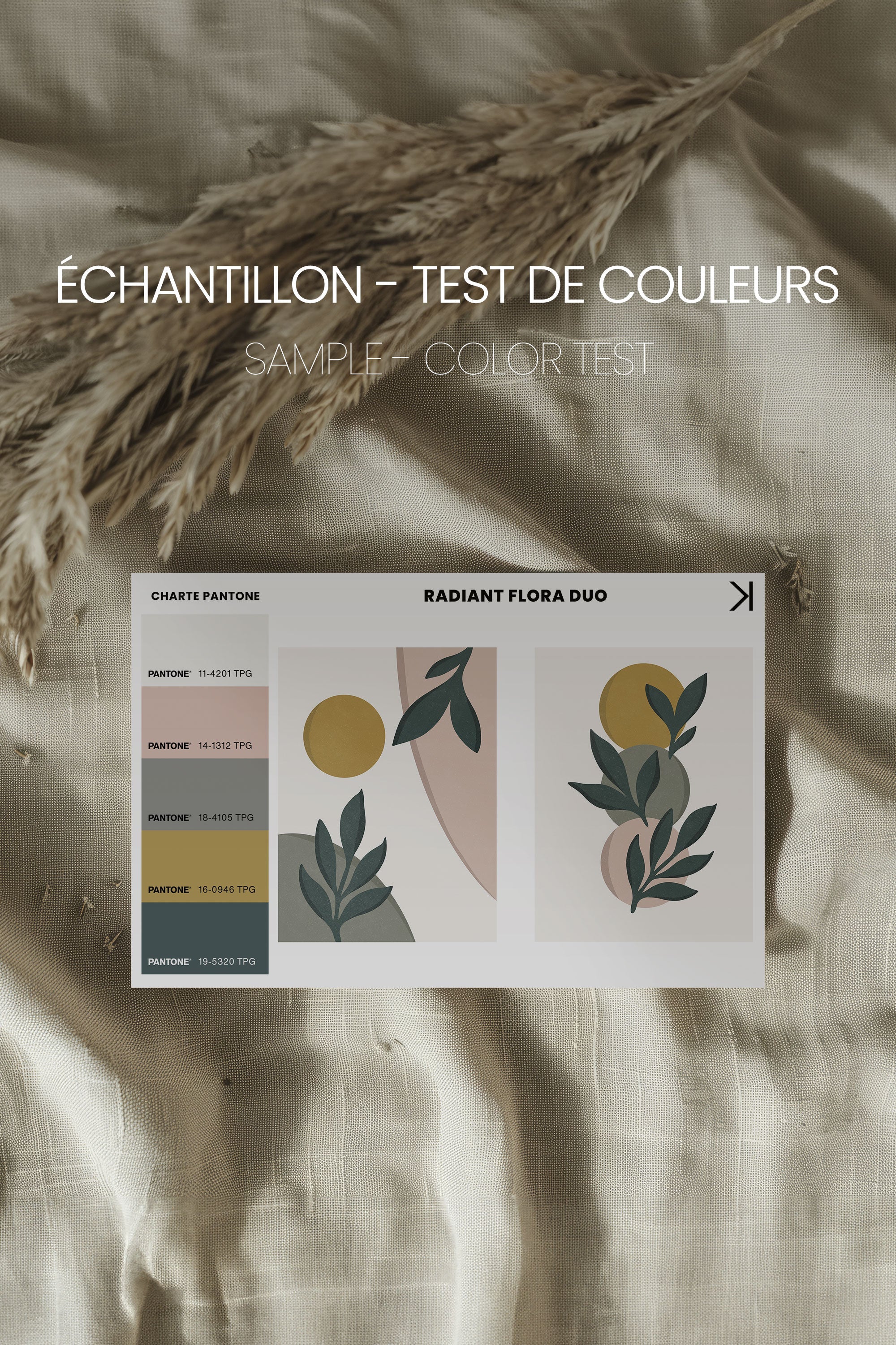 OLEKA CANVAS - RADIANT FLORA DUO, 2 Oeuvres sur toile étirée, encadré Noir