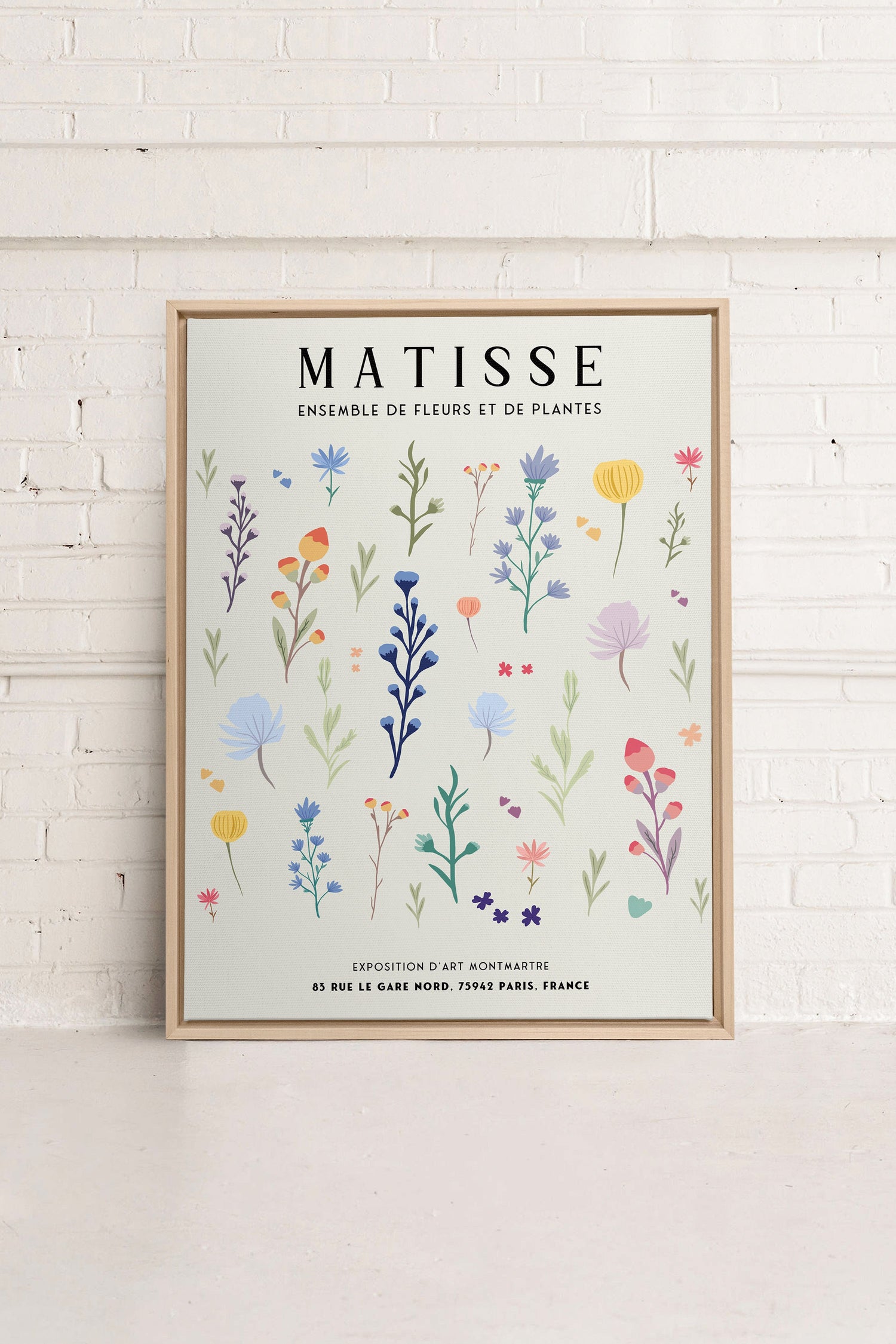 OLEKA CANVAS - ENSEMBLE DE FLEURS, Oeuvre sur toile étirée, encadré Naturel Clair