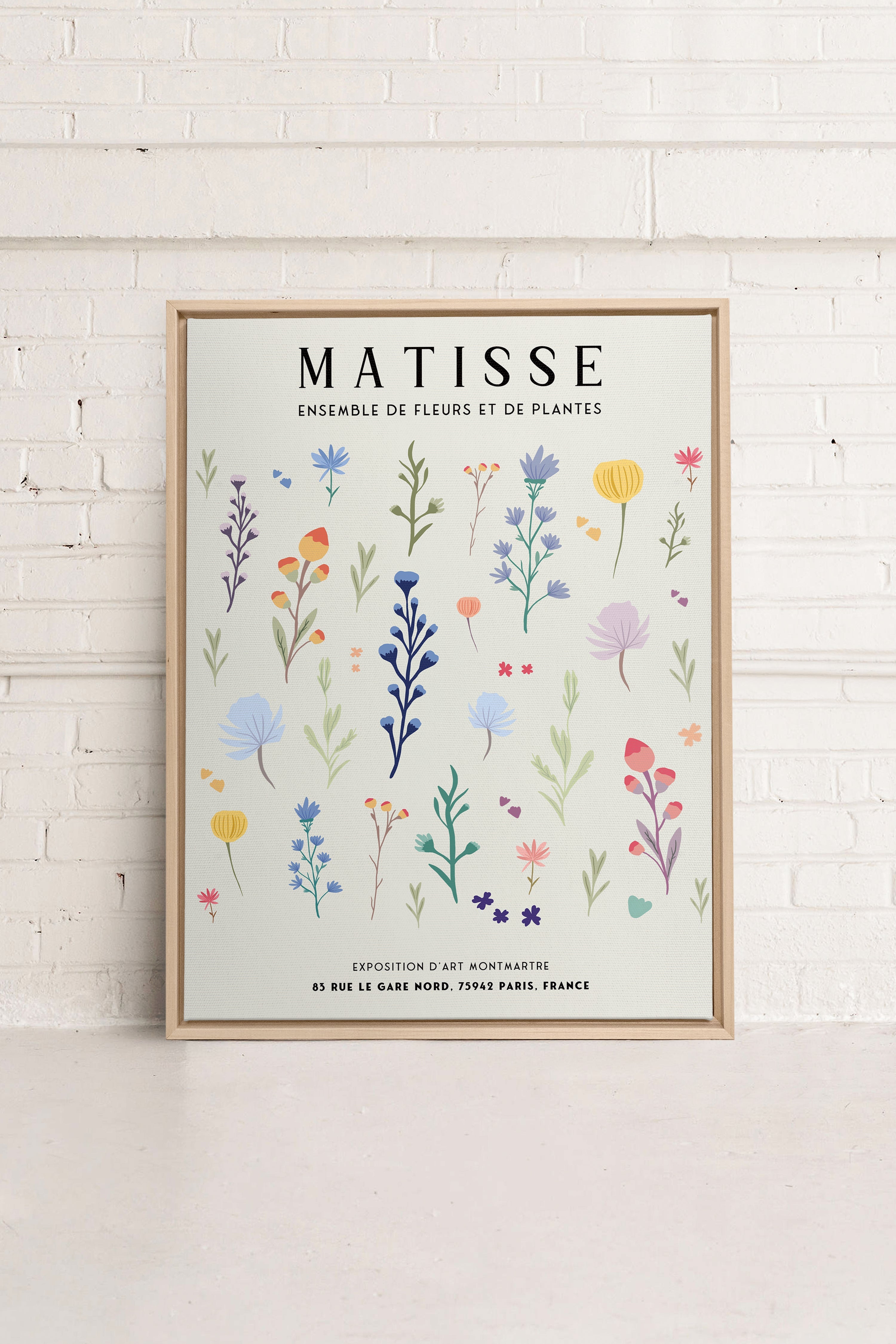 OLEKA CANVAS - ENSEMBLE DE FLEURS, Oeuvre sur toile étirée, encadré Naturel Clair