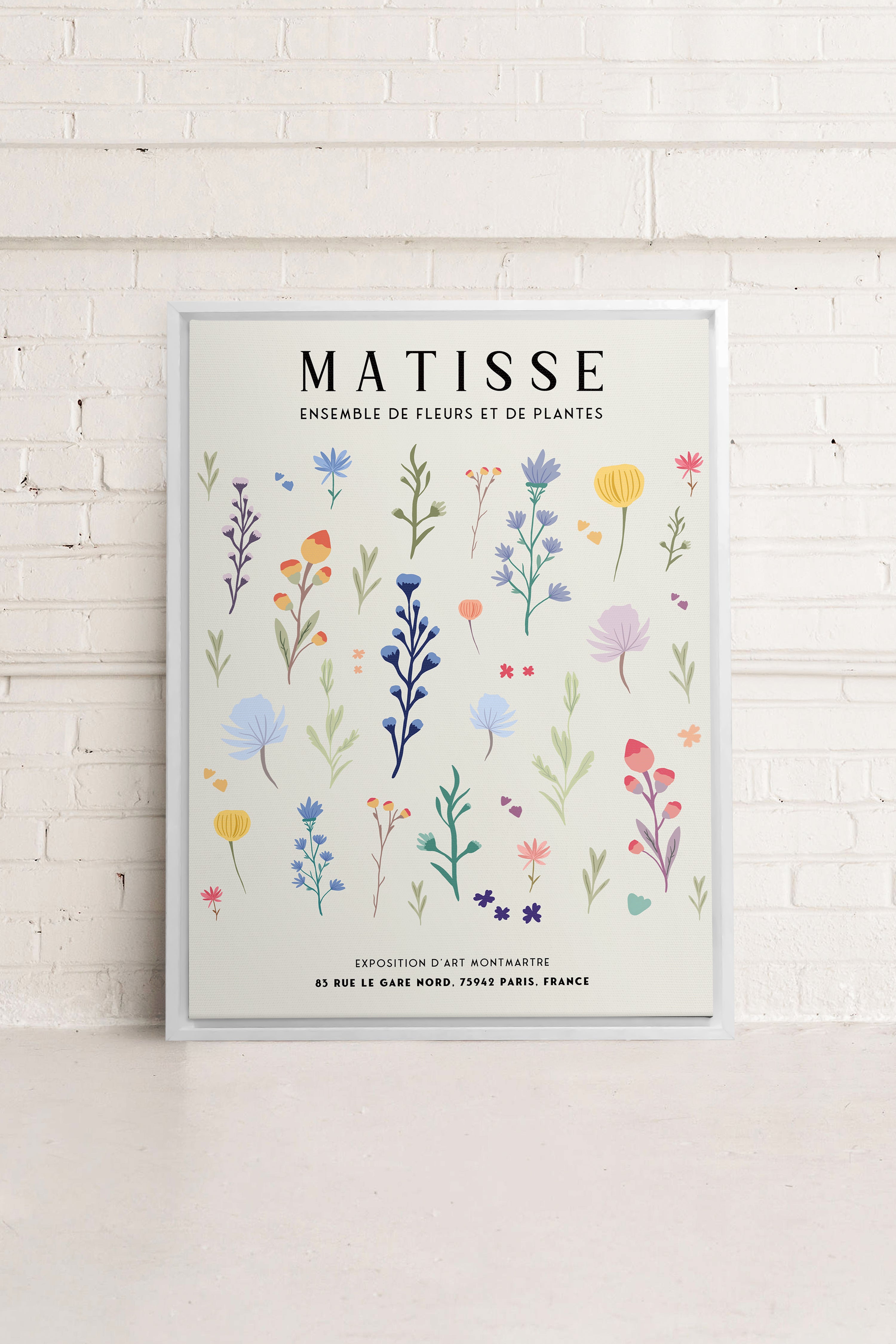 OLEKA CANVAS - ENSEMBLE DE FLEURS, Oeuvre sur toile étirée, encadré Blanc