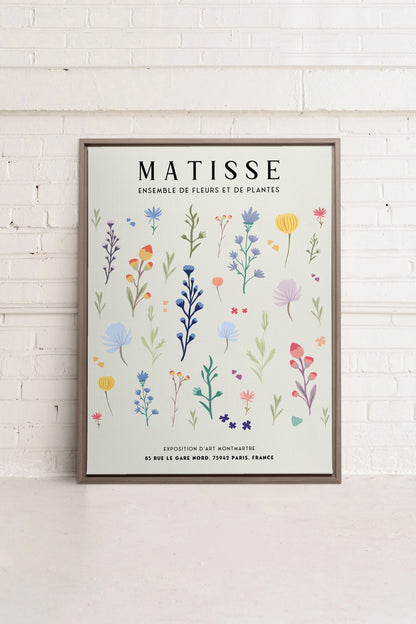 OLEKA CANVAS - ENSEMBLE DE FLEURS, Oeuvre sur toile étirée, encadré Brun Chêne