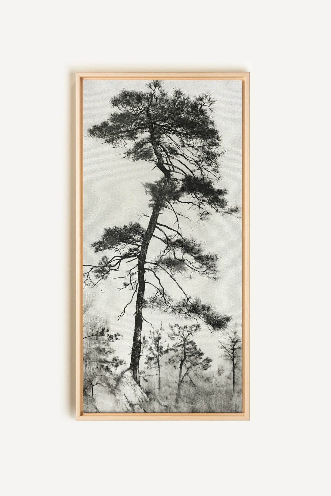 PIN SOLITAIRE, Oeuvre sur toile étirée, encadré Naturel Clair
