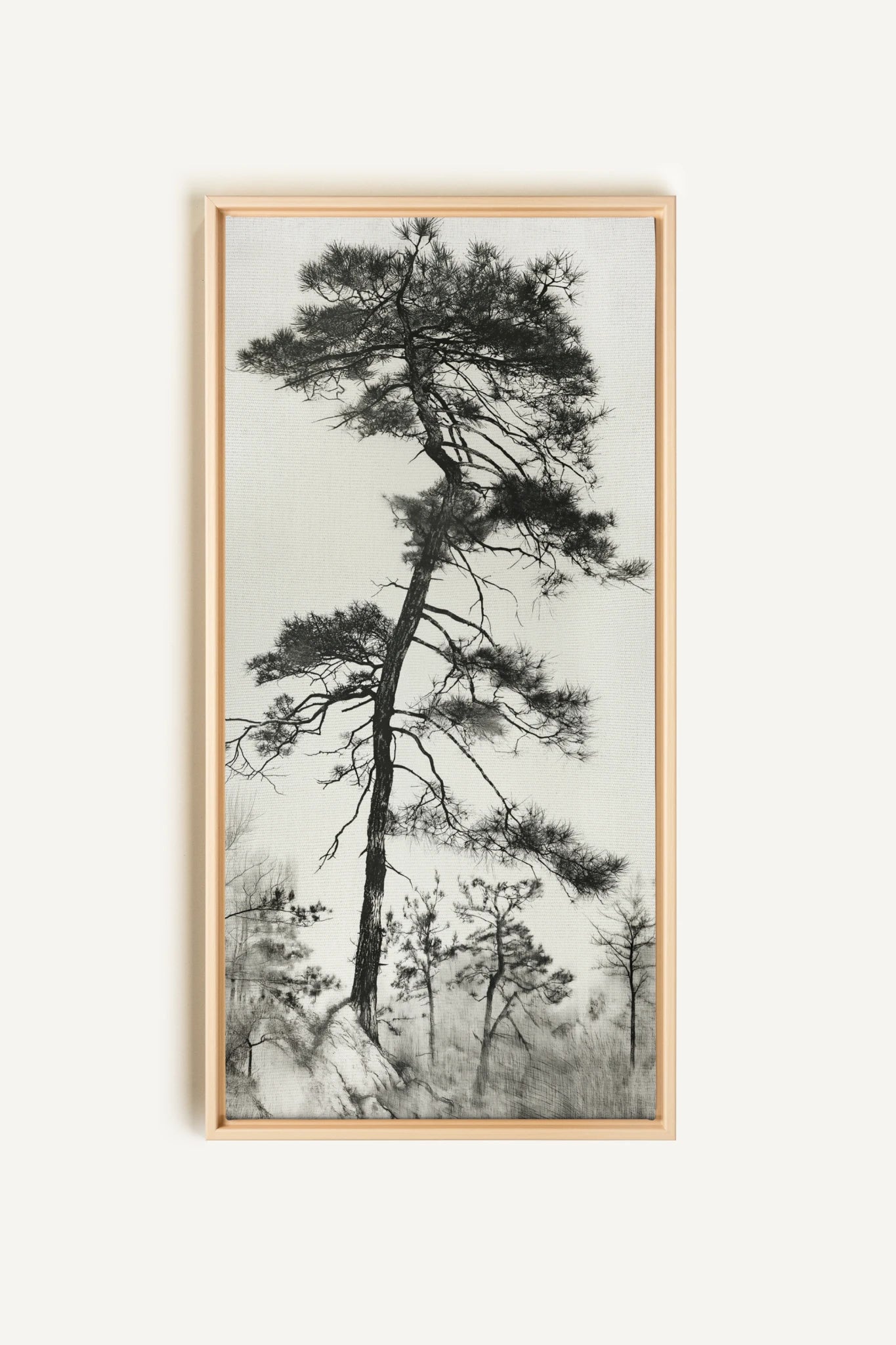 PIN SOLITAIRE, Oeuvre sur toile étirée, encadré Naturel Clair