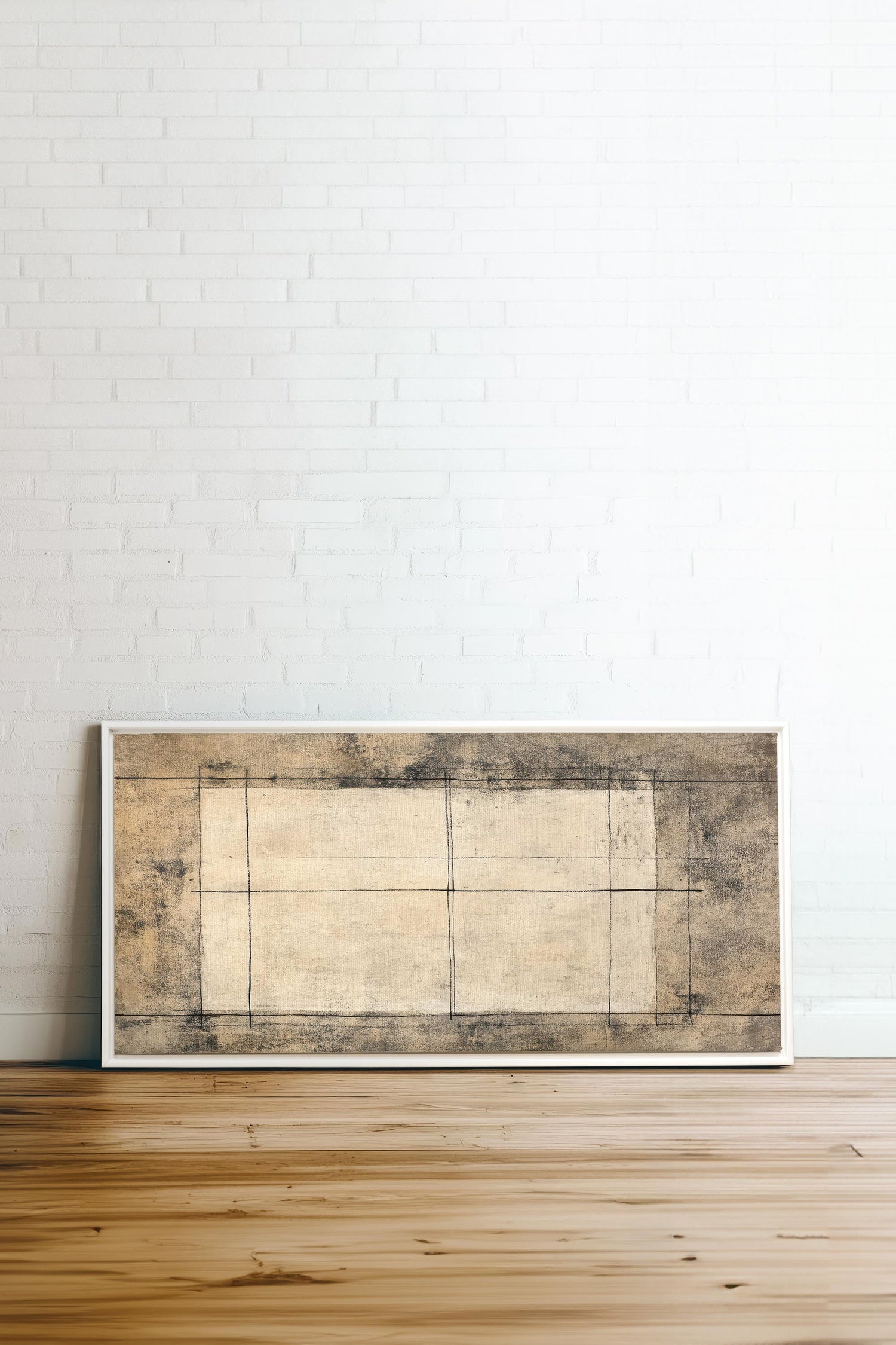 OLEKA CANVAS - ANCIENT LINES, Oeuvre sur toile étirée, encadré Blanc