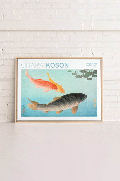 OLEKA CANVAS - COMMON &amp; GOLDEN CARP, Oeuvre sur toile étirée, encadré Naturel Clair