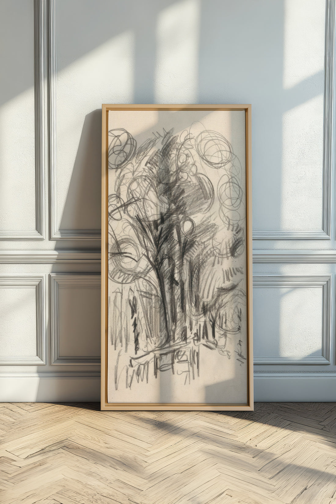 LIGNES DU VENT, Oeuvre sur toile étirée, encadré Naturel Clair