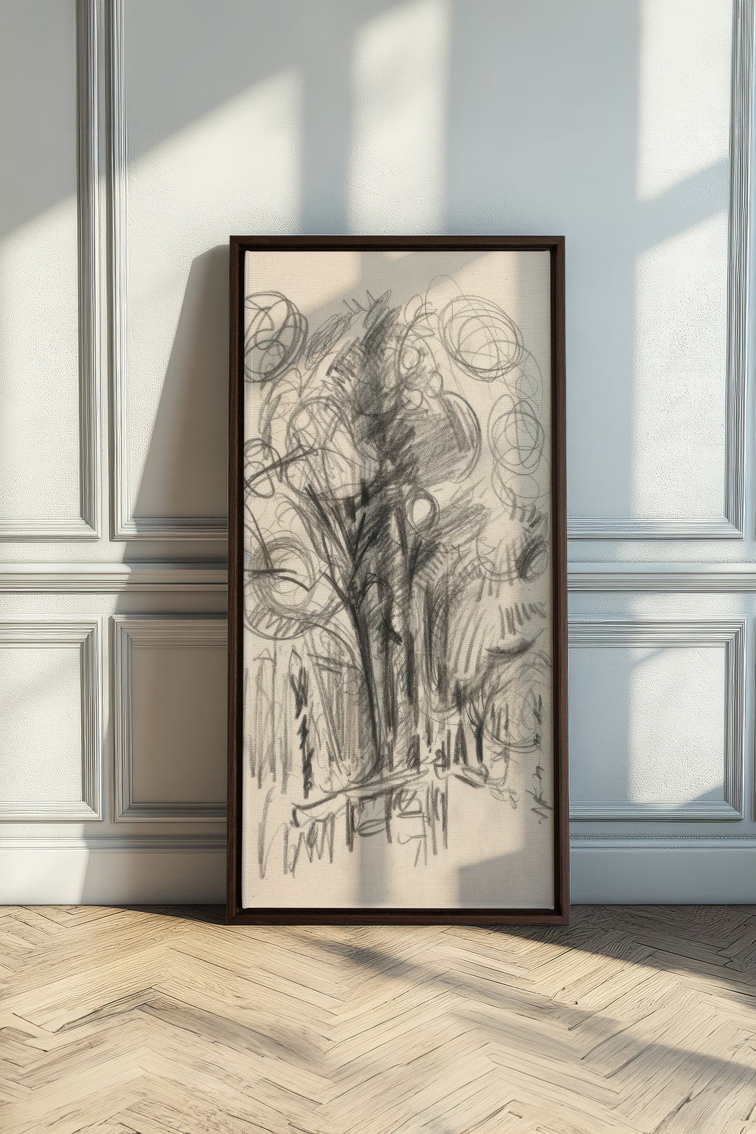 LIGNES DU VENT, Oeuvre sur toile étirée, encadré Brun Noyer