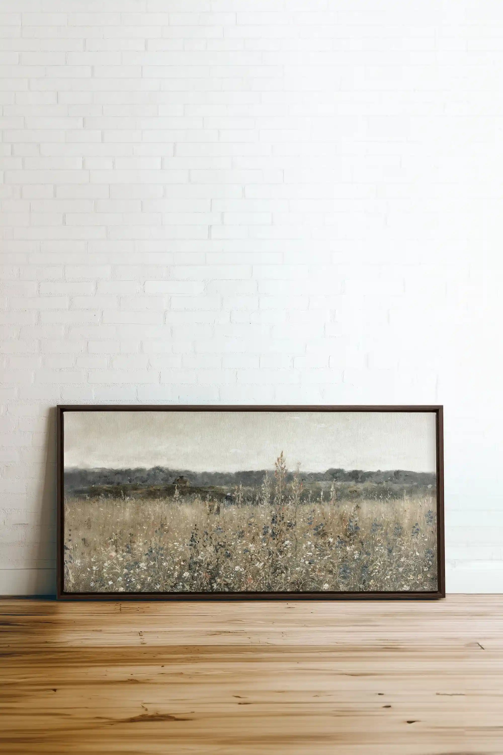 SOUFFLE DES PRÉS, Oeuvre sur toile étirée, encadré Brun Noyer