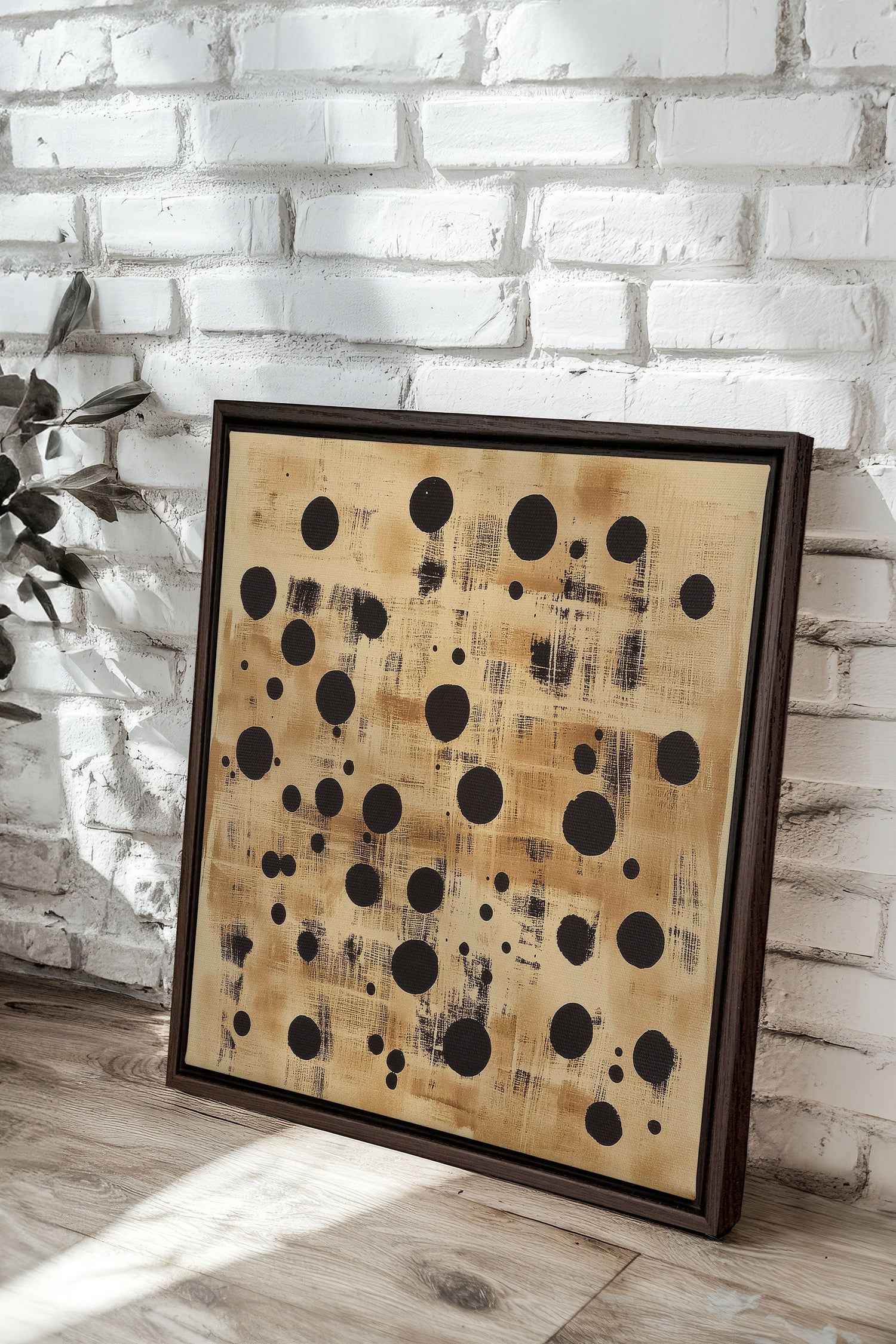 OLEKA CANVAS - EARTHLY CONSTELLATION, Oeuvre sur toile étirée, encadré Brun Noyer