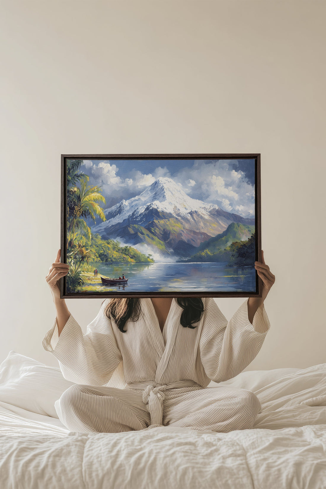 OLEKA CANVAS - TROPICAL HIGHLANDS, Oeuvre sur toile étirée, encadré Brun Noyer