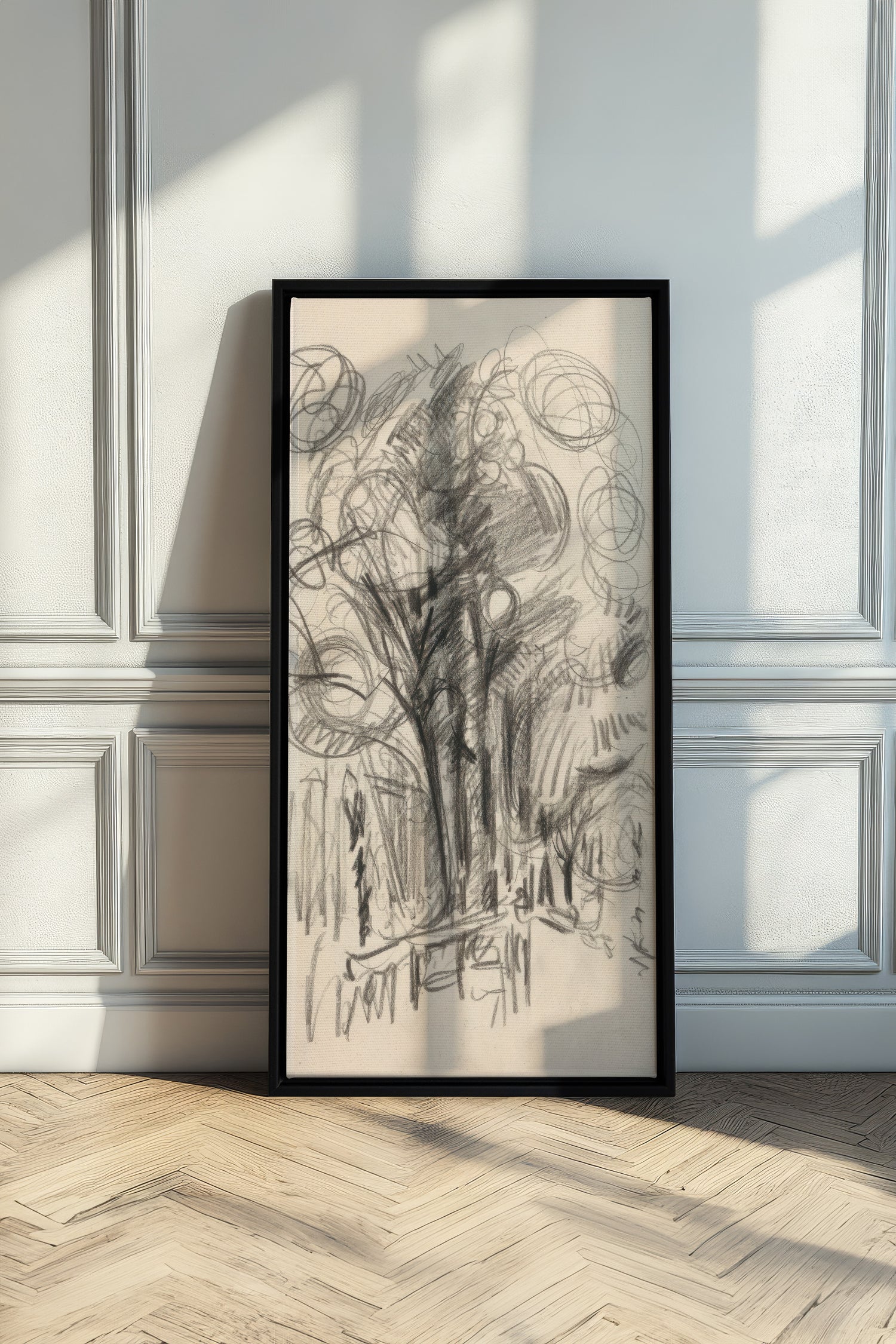 LIGNES DU VENT, Oeuvre sur toile étirée, encadré Noir