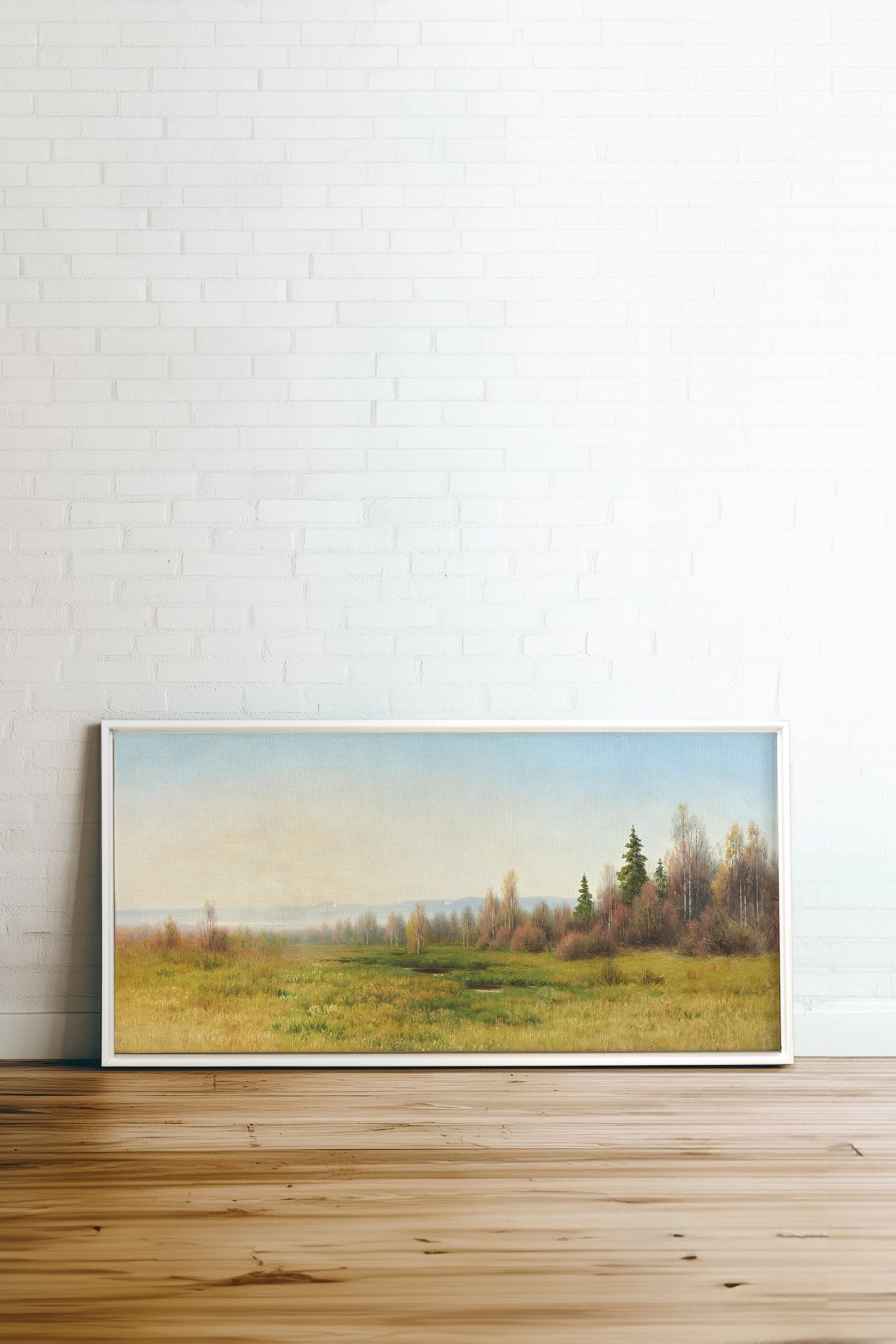 OLEKA CANVAS - DOUX HORIZON, Oeuvre sur toile étirée, encadré Blanc