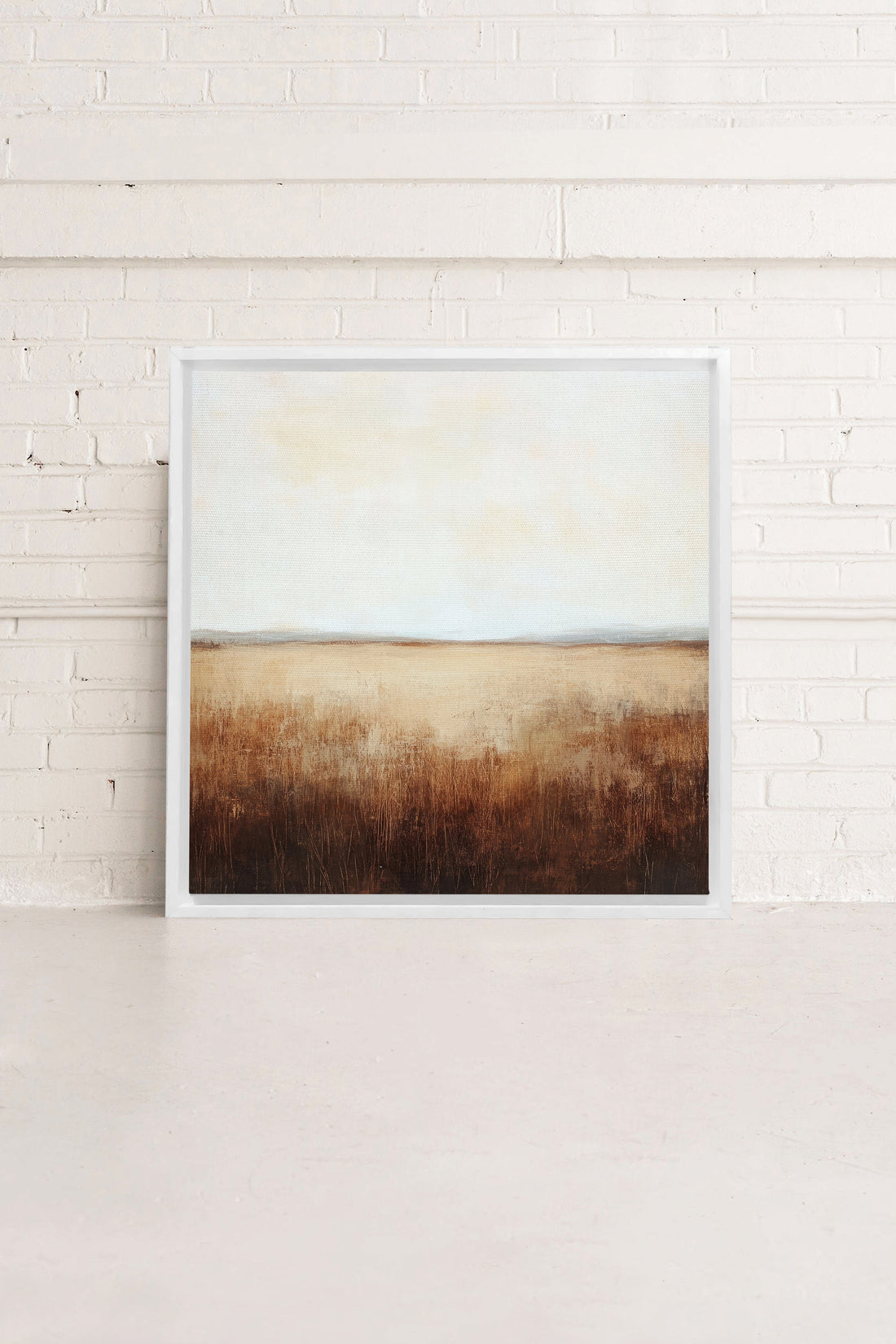 OLEKA CANVAS - GOLDEN PLAINS, Oeuvre sur toile étirée, encadré Blanc