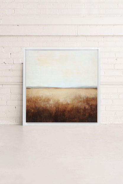 OLEKA CANVAS - GOLDEN PLAINS, Oeuvre sur toile étirée, encadré Blanc