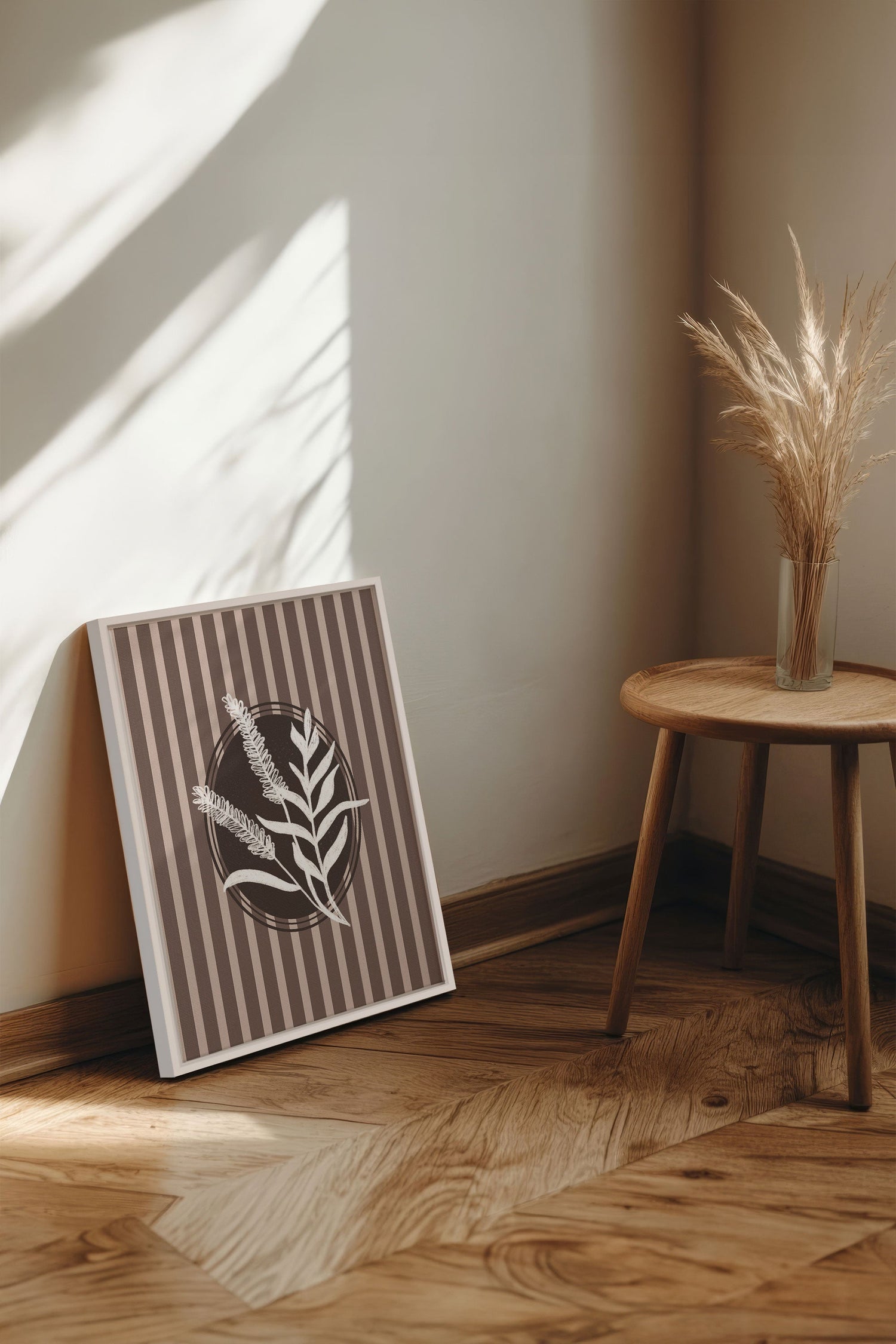 OLEKA CANVAS - NATURAL STROKES, Oeuvre sur toile étirée, encadré Blanc