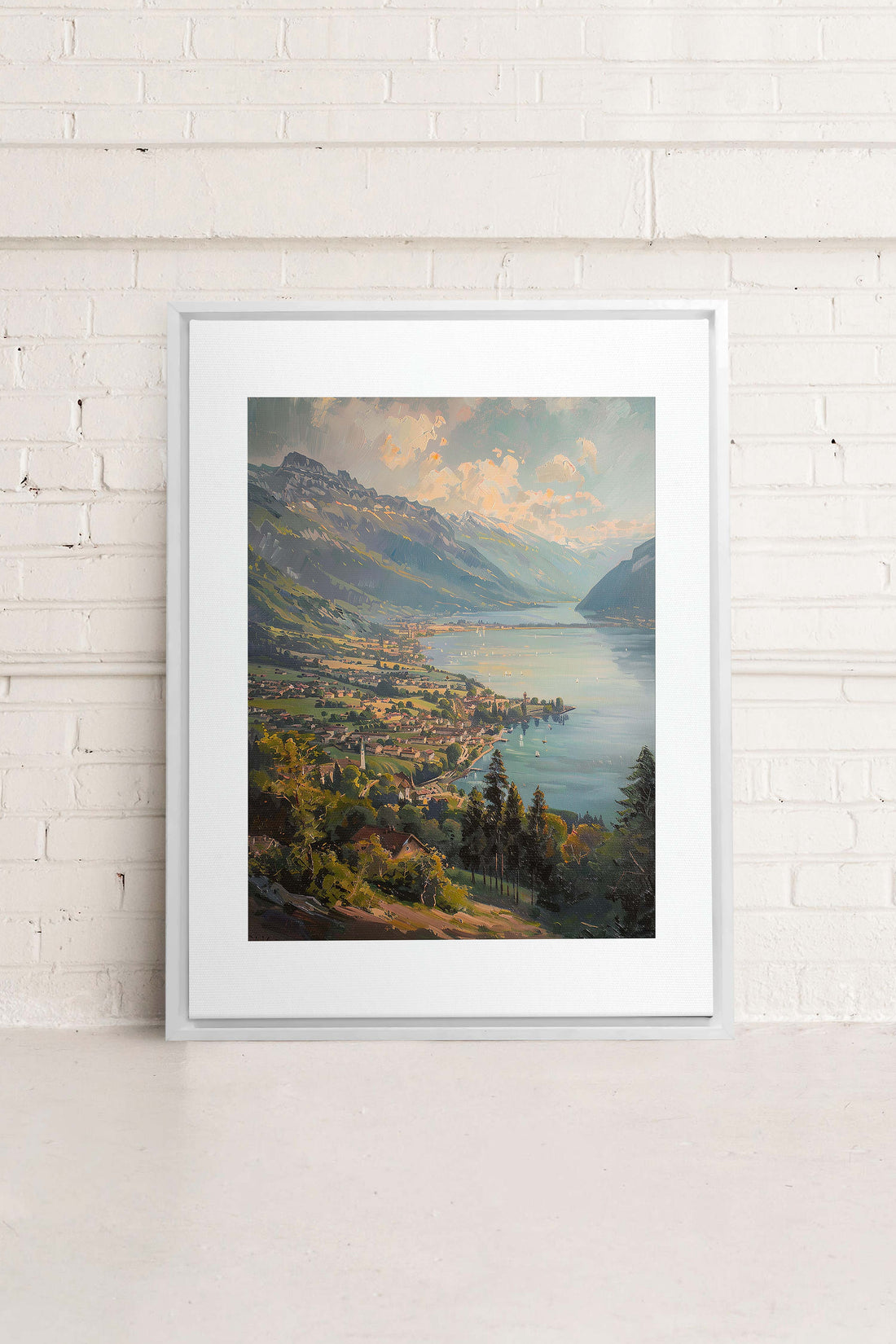 OLEKA CANVAS - MOUNTAIN RETREAT, Oeuvre sur toile étirée, encadré Blanc
