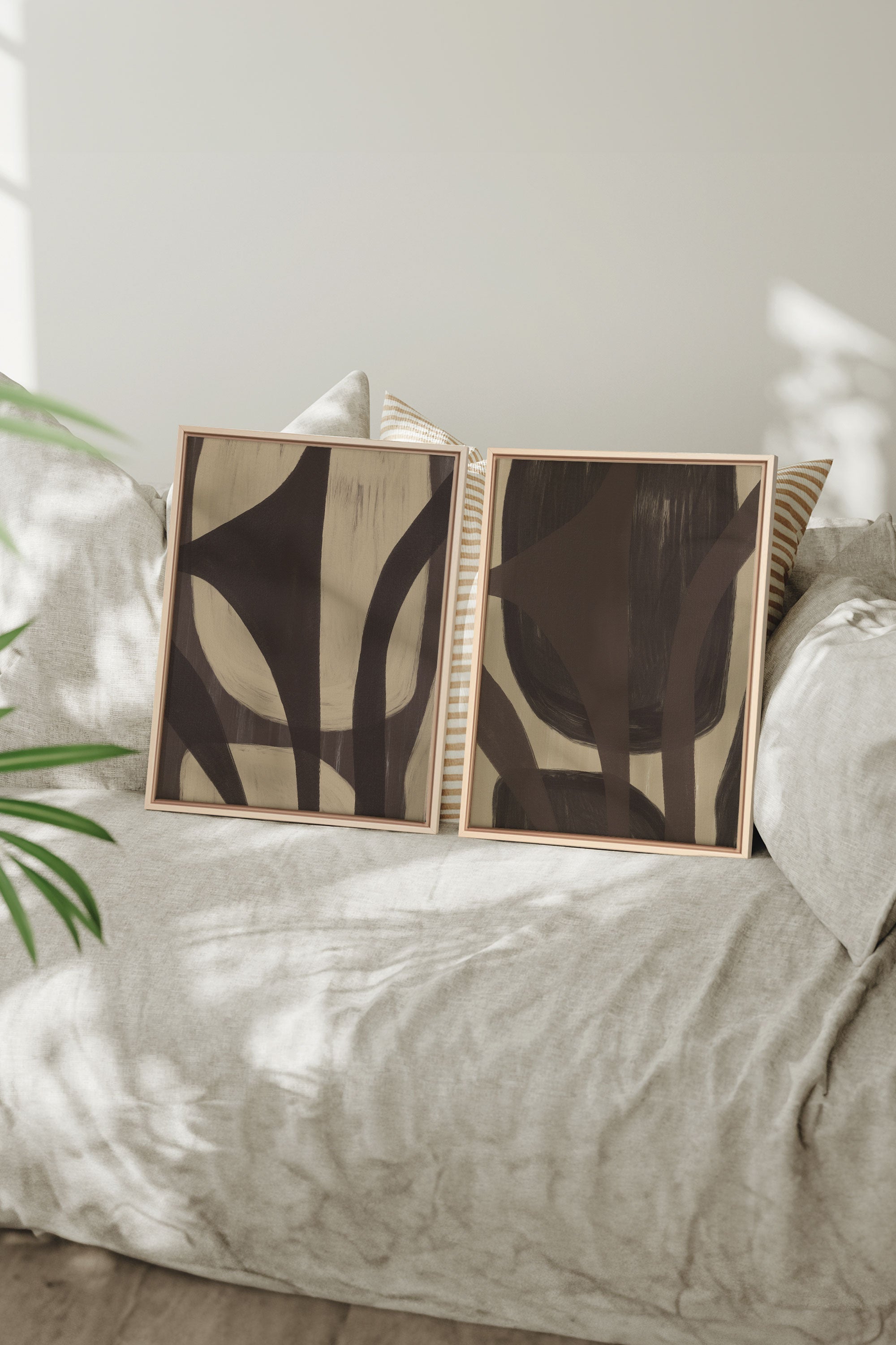 OLEKA CANVAS - SOFT PATHWAYS DUO, Oeuvre sur toile étirée, encadré Naturel Clair