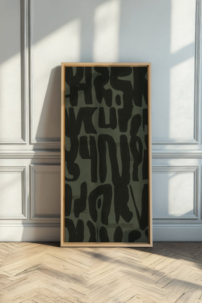 OLEKA CANVAS - WILD SCRIPT, Oeuvre sur toile étirée, encadré Naturel Clair