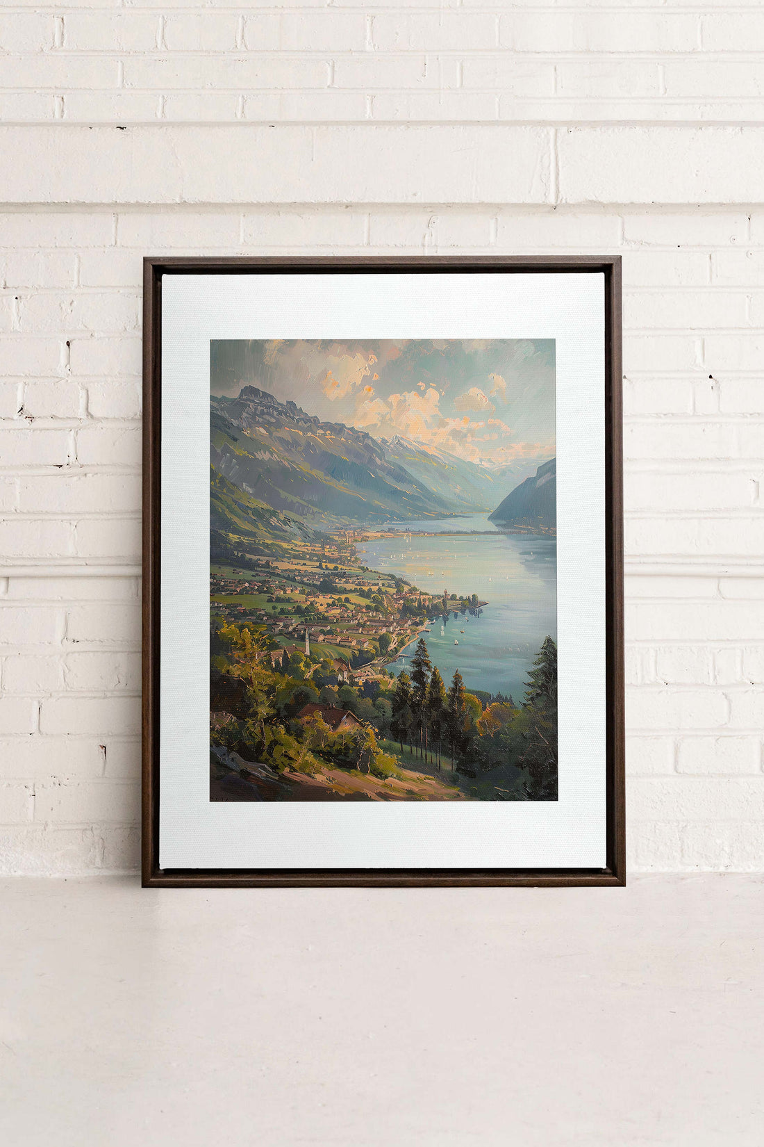 OLEKA CANVAS - MOUNTAIN RETREAT, Oeuvre sur toile étirée, encadré Brun Noyer
