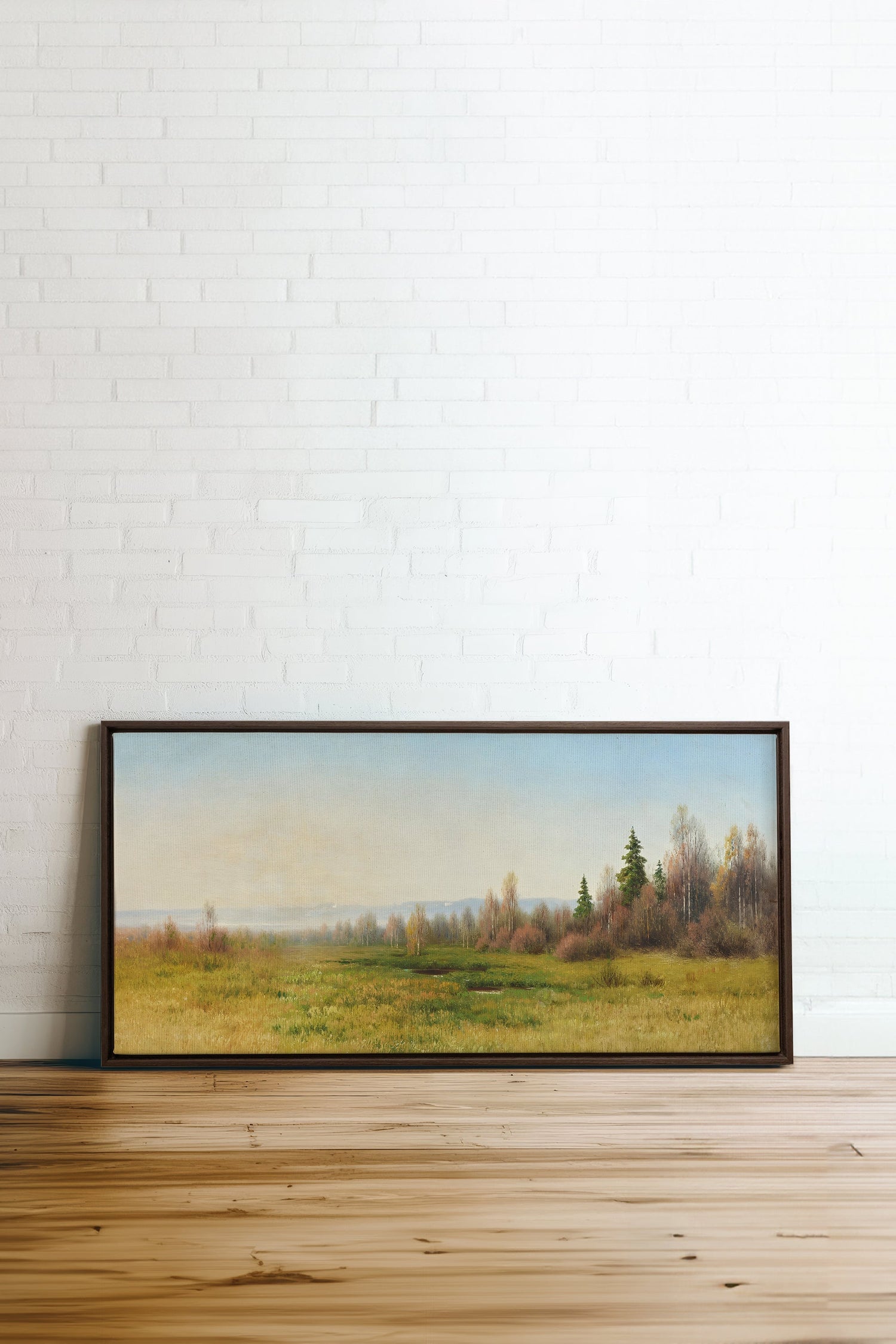 OLEKA CANVAS - DOUX HORIZON, Oeuvre sur toile étirée, encadré Brun Noyer