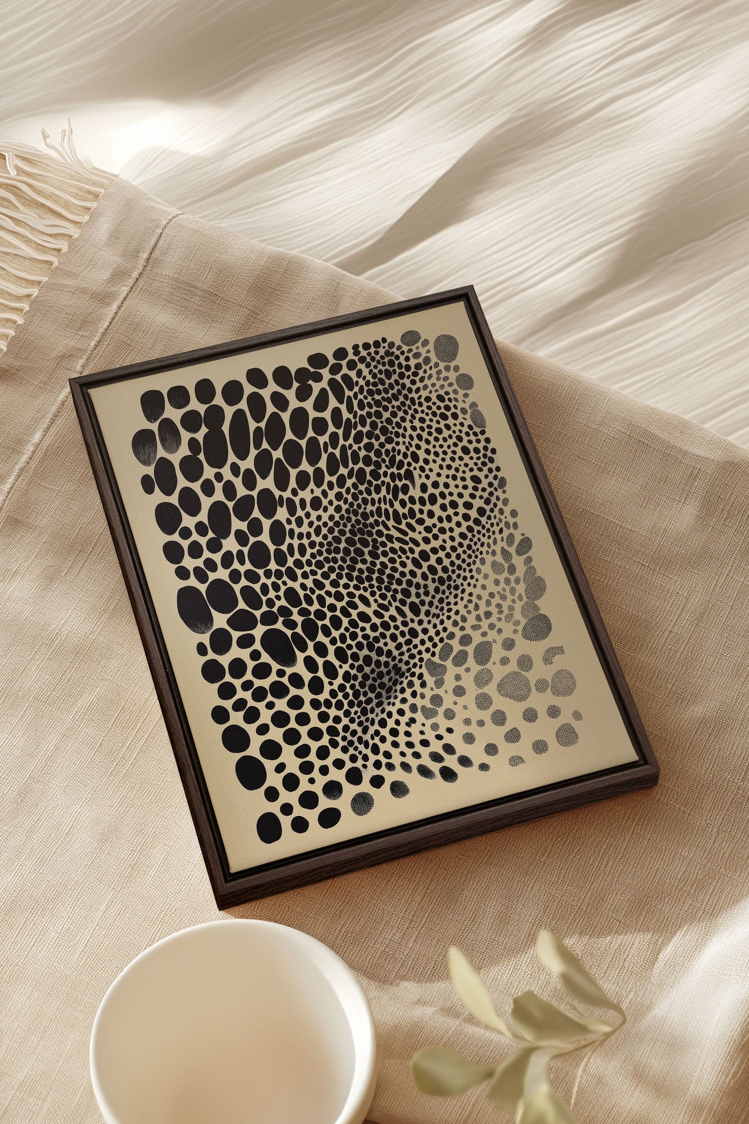 OLEKA CANVAS - DARK BURST, Oeuvre sur toile étirée, encadré Brun Noyer