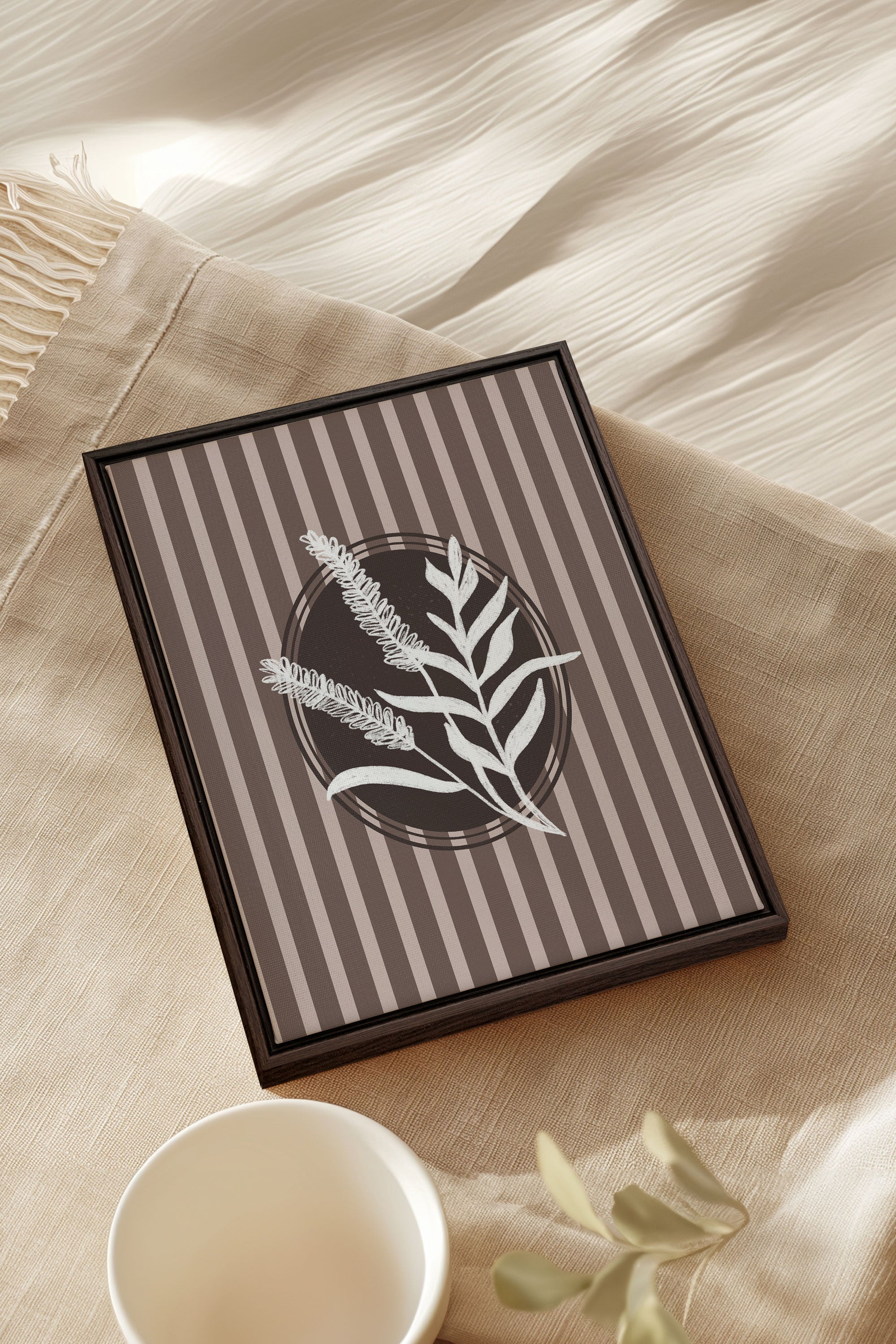 OLEKA CANVAS - NATURAL STROKES, Oeuvre sur toile étirée, encadré Brun Noyer