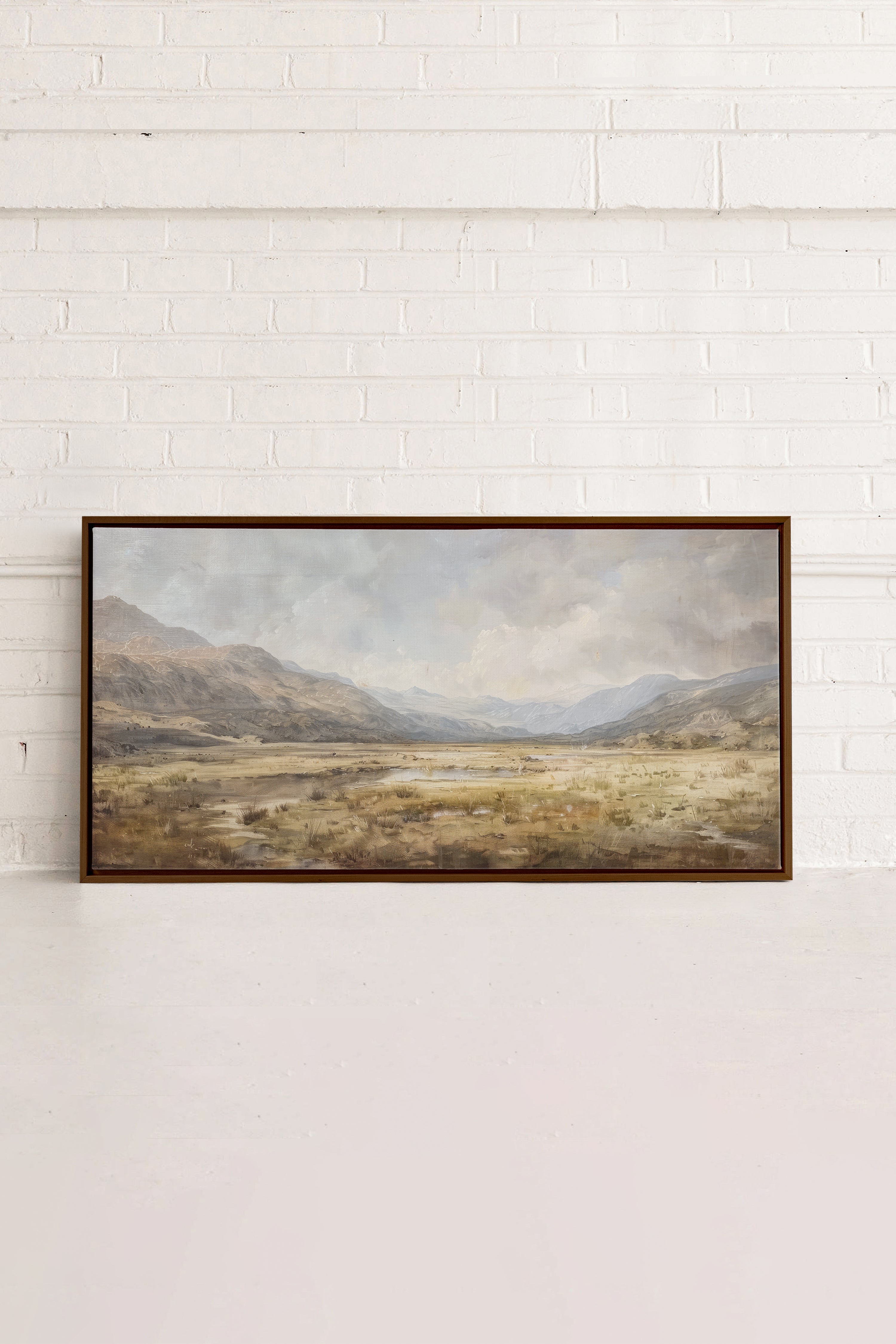 OLEKA CANVAS - Highland Mist, Oeuvre sur toile étirée, encadré Brun Noyer