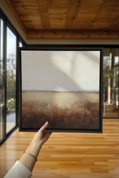 OLEKA CANVAS - GOLDEN PLAINS, Oeuvre sur toile étirée, encadré Noir