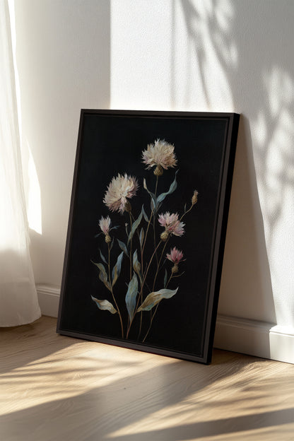 BLUSH FLORA, Work on stretched canvas, framed Black