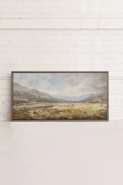 OLEKA CANVAS - Highland Mist, Oeuvre sur toile étirée, encadré Brun Chêne