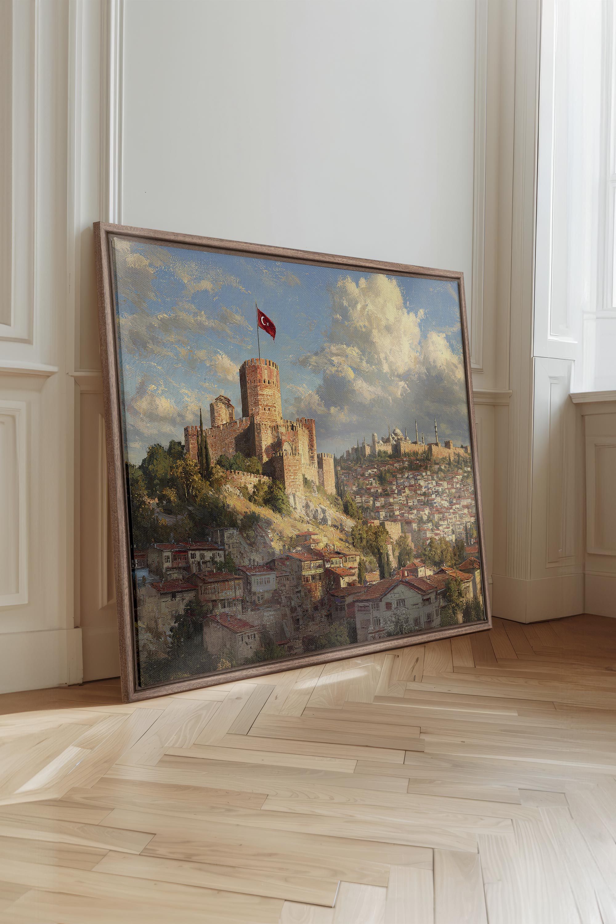 OLEKA CANVAS - WHISPERS OF ISTANBUL, Oeuvre sur toile étirée, encadré Brun Chêne