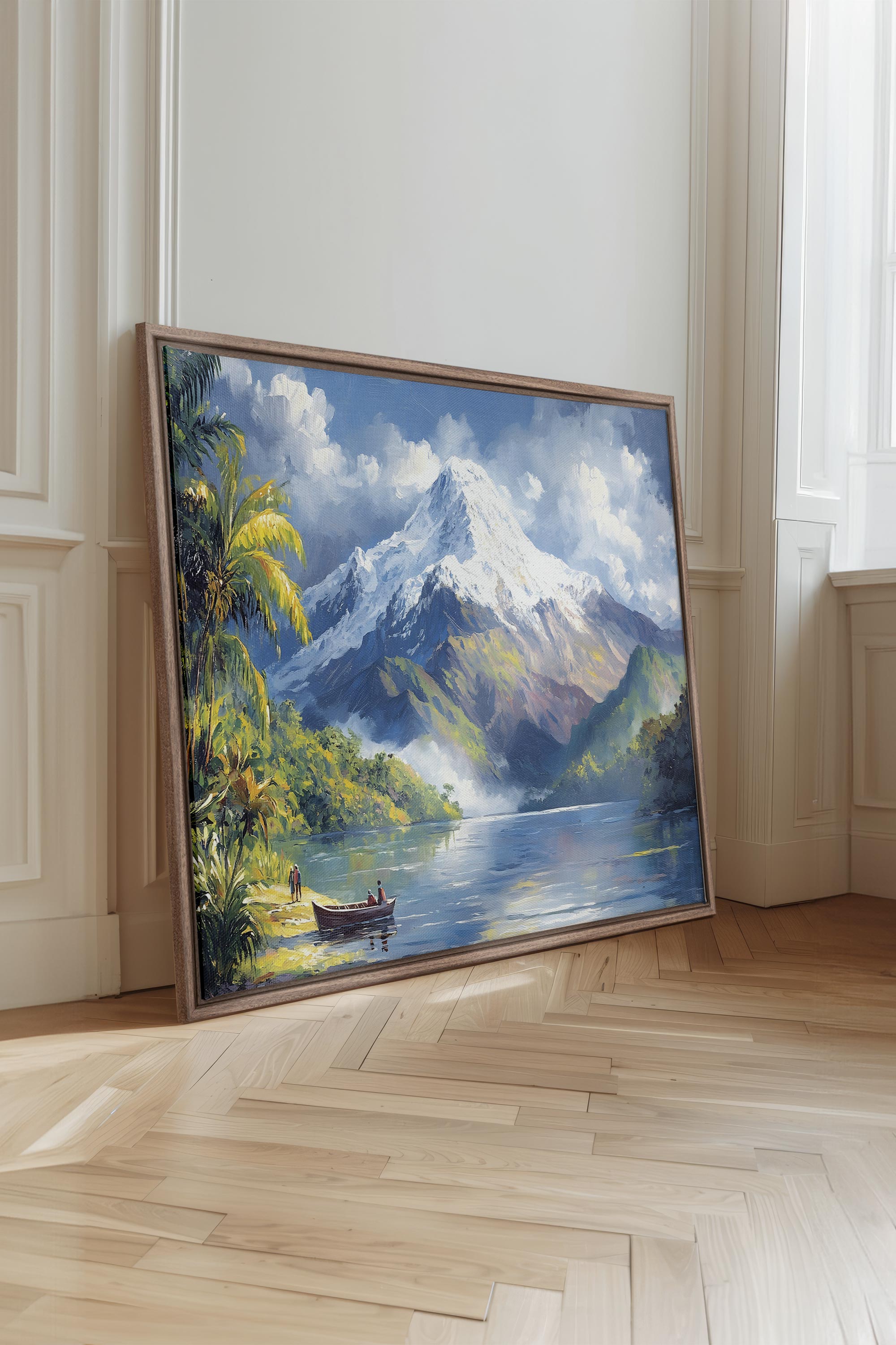 OLEKA CANVAS - TROPICAL HIGHLANDS, Oeuvre sur toile étirée, encadré Brun Chêne
