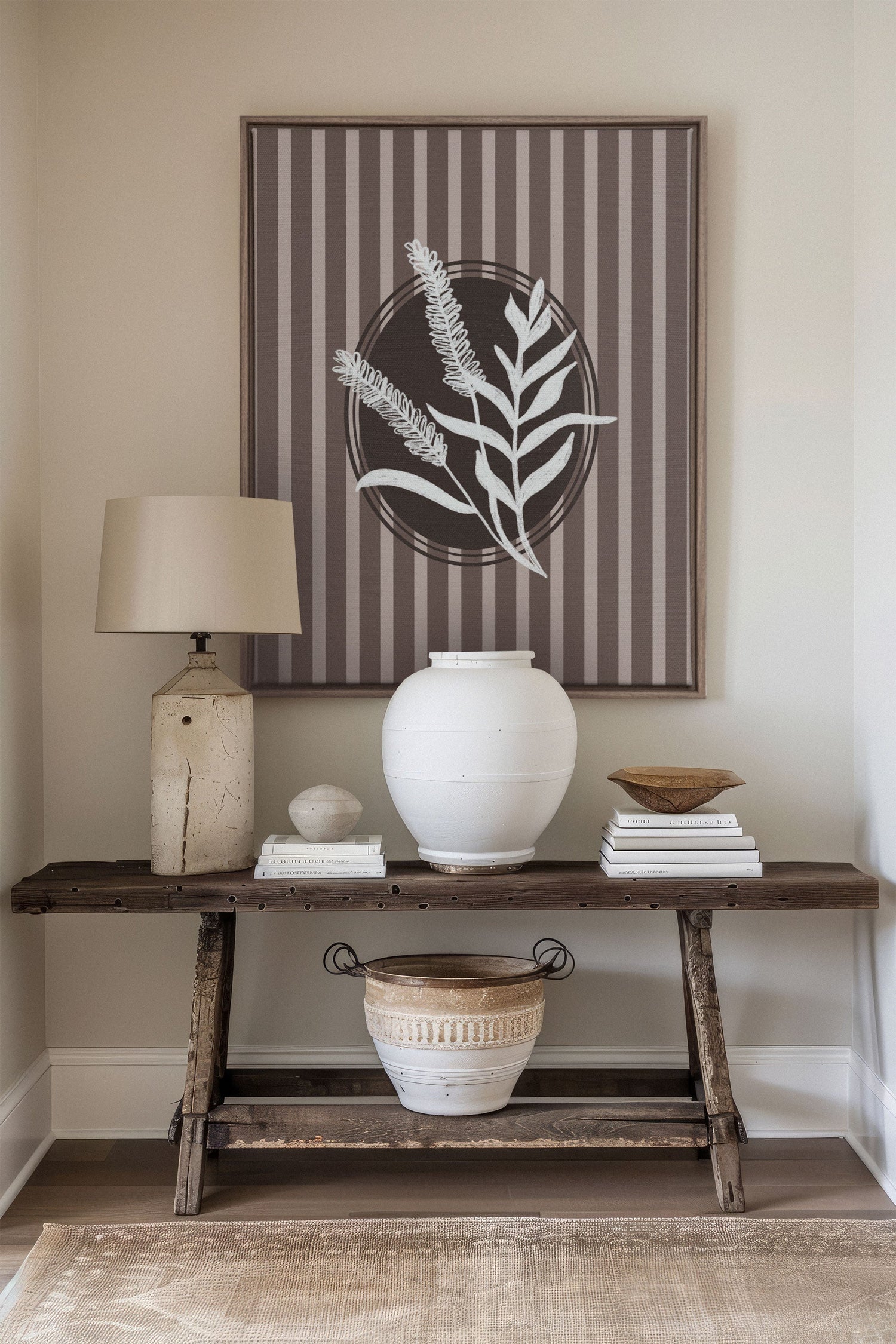 OLEKA CANVAS - NATURAL STROKES, Oeuvre sur toile étirée, encadré Brun Chêne